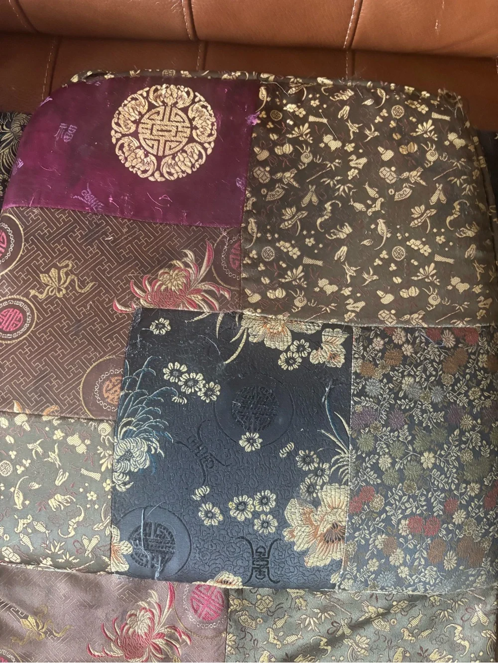 Pier 1 Patchwork Accent seat covers  in Black, Burgundy, Gold
